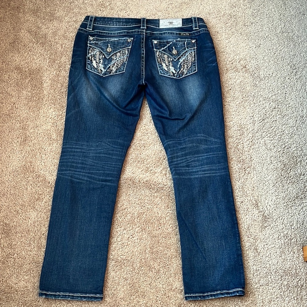 Miss Me Mid Rise Easy Straight Angel Wings Jeans